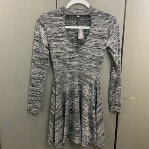 Gray skater dress with chest cutout